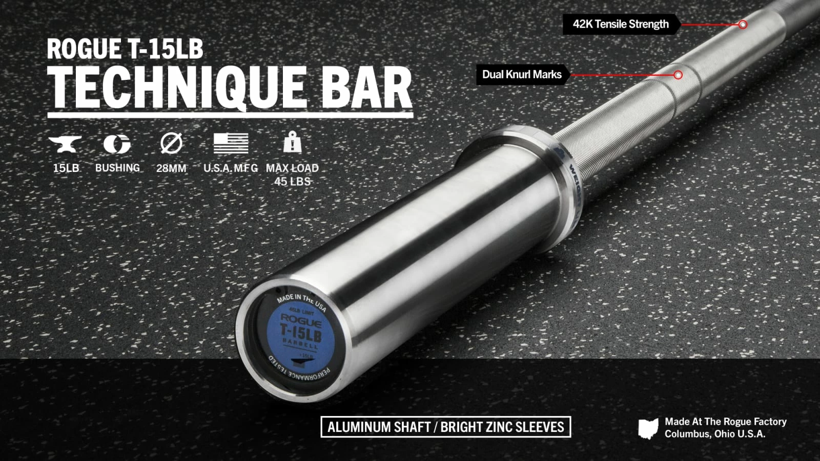 Rogue Fitness Rogue T-15LB Technique Bar 1 Rogue Fitness Rogue T-15LB Technique Bar